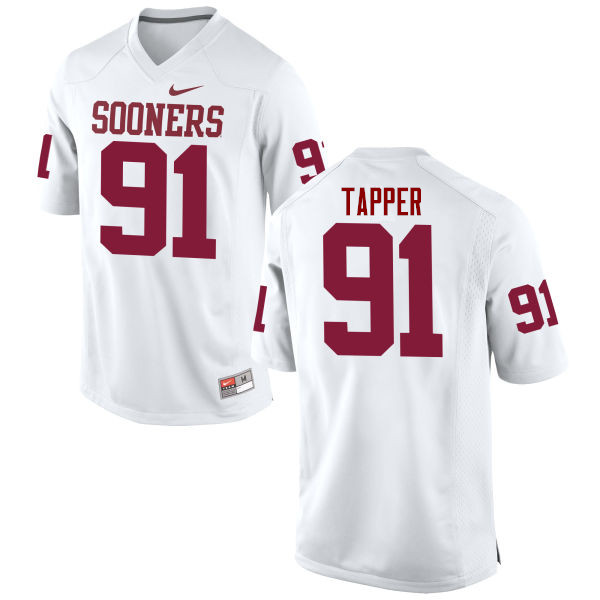 Men Oklahoma Sooners #91 Charles Tapper College Football Jerseys Game-White